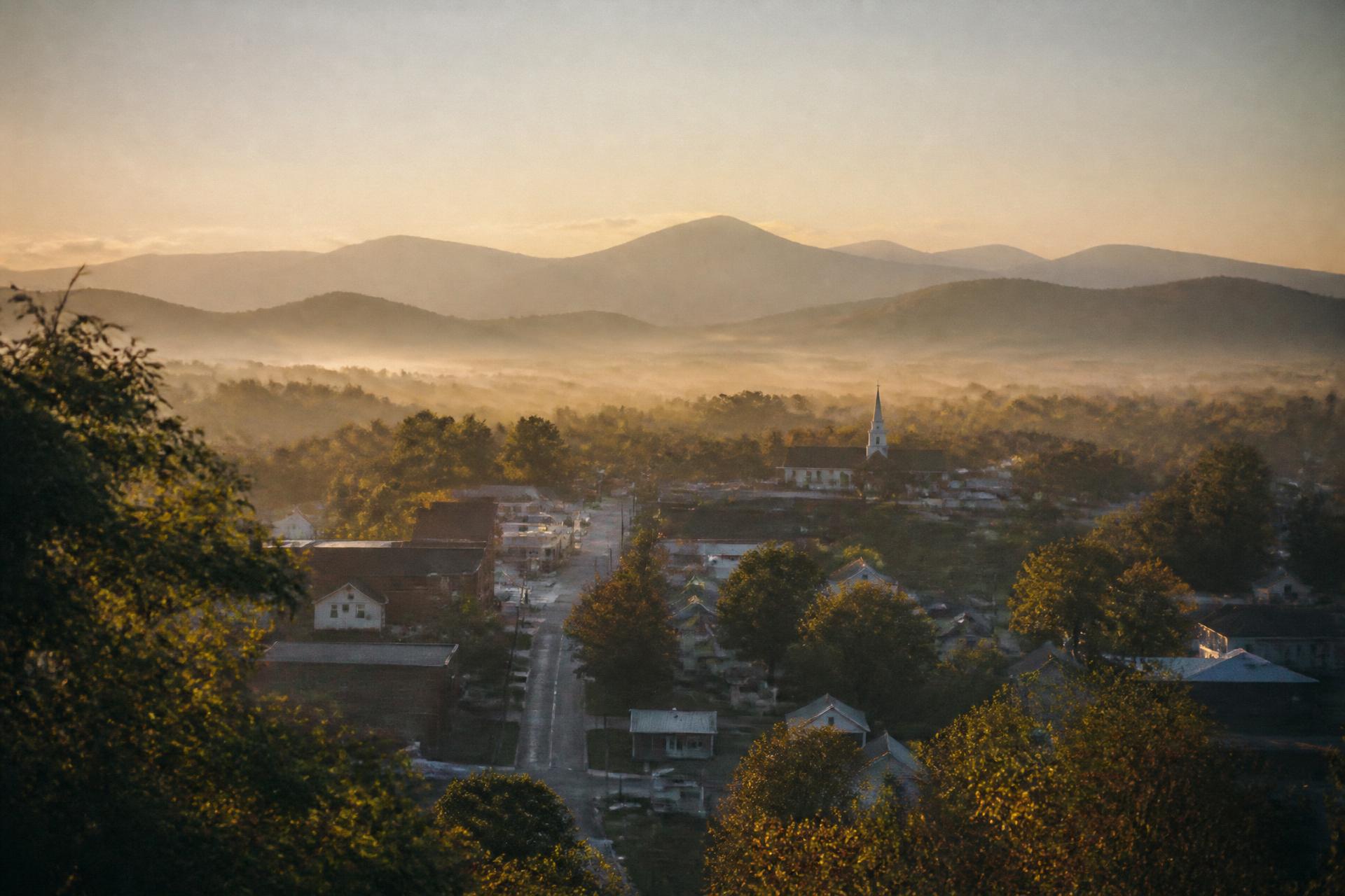 Morning light over the Blue Ridge beyond Charlottesville, Virginia